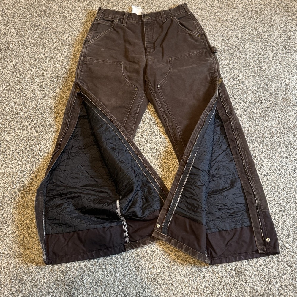 Vintage Carhartt B194 DKB Quilt-Lined Double Knee Duck Canvas Work Pants 32x32 - Picture 2 of 12
